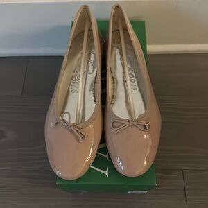 J.crew Zoe patent Leather ballet shoes desert taupe